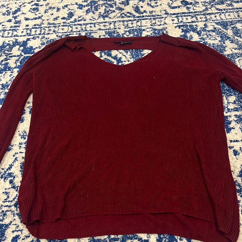 Red open back sweater